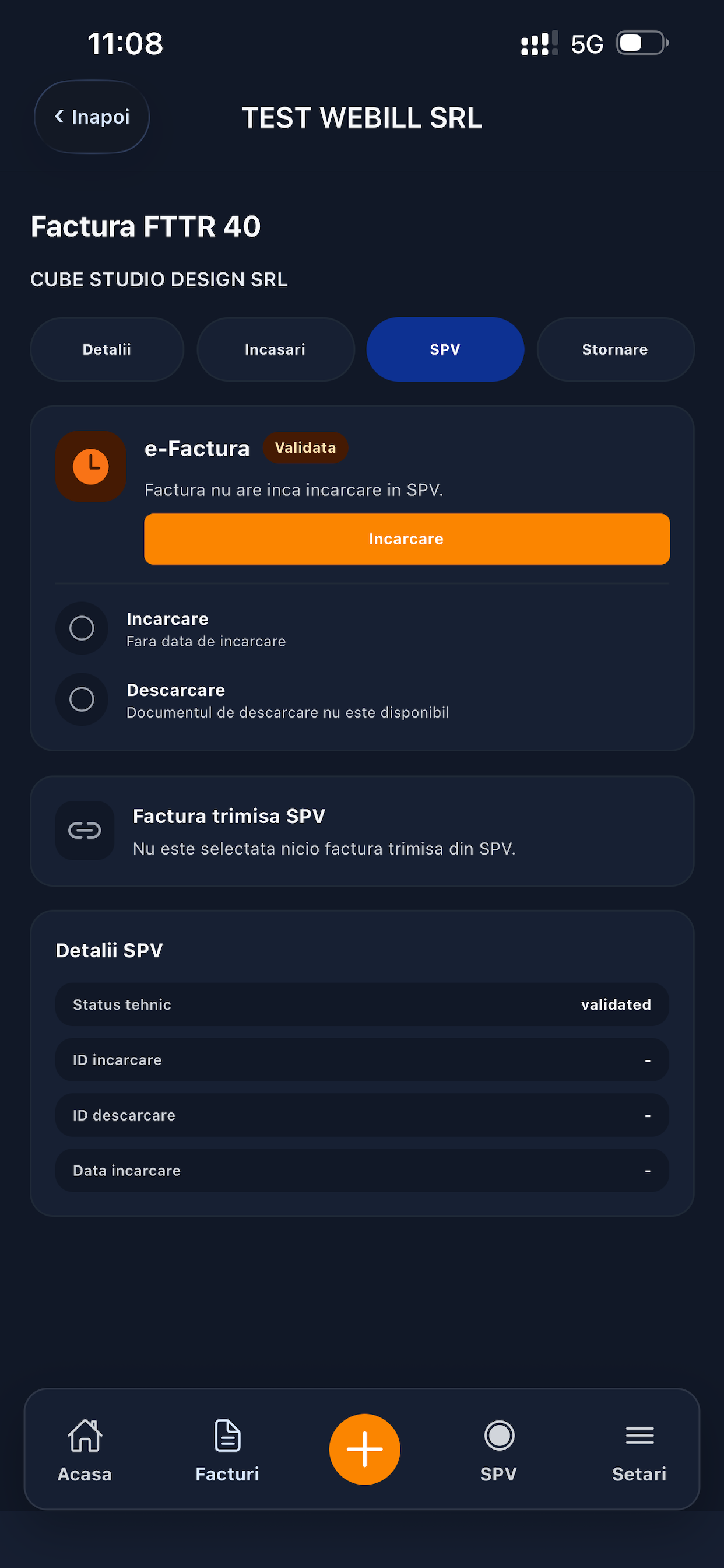 Actiuni rapide in aplicatia mobila WeBill